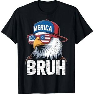 American Eagle Bruh Graphic T-Shirt Patriotic USA‎ Flag Boys-Medium-NWT